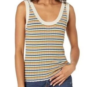 Madewell Striped Chapman Sweater Tank Rainbow Ribbed Scoop Neck Small